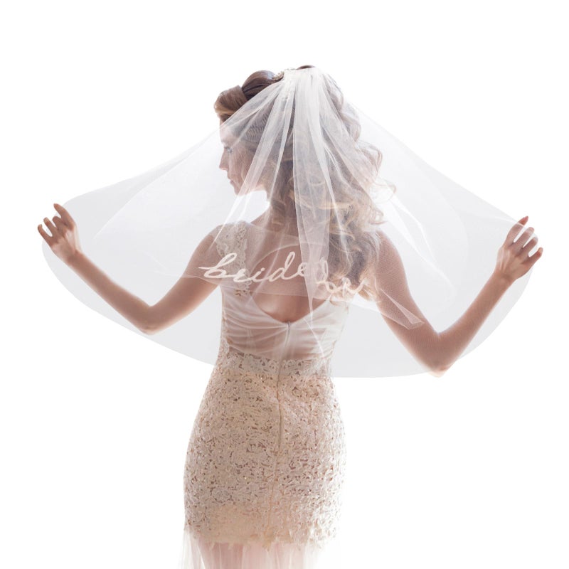 Waliah Bride To Be Embroidered Veil, Bride Veil for Bachelorette Party White Veils Headband for Brides Bachelorette Party Favors Accessories for Bridal Showers, Engagement Parties, Wedding - Image 2
