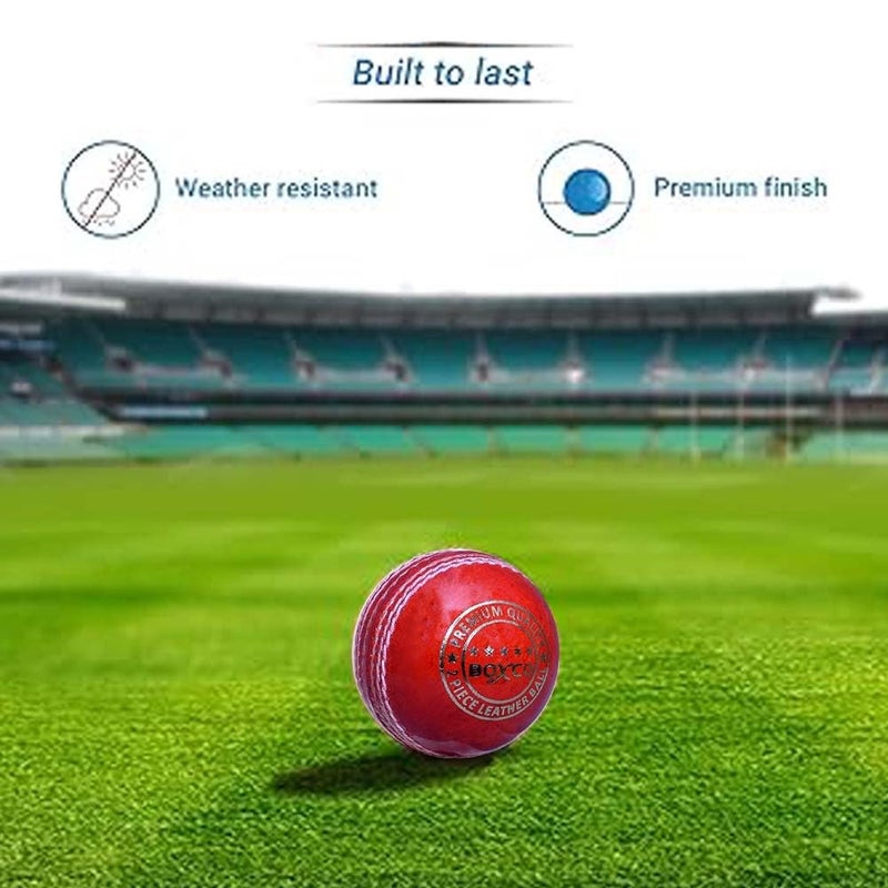 BOXCO Premium Hand Stiched Two Piece Cricket Leather Ball for T20, One Day and Club Matches (Premium, Red) - Image 2