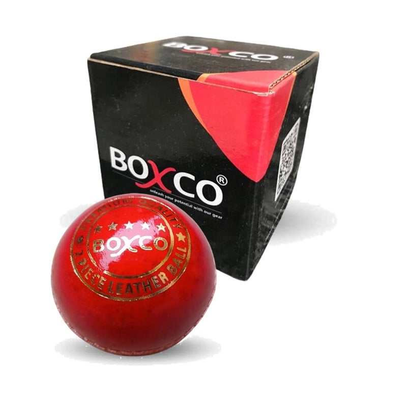 BOXCO Premium Hand Stiched Two Piece Cricket Leather Ball for T20, One Day and Club Matches (Premium, Red) - Image 1