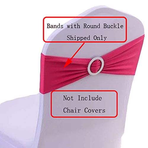 SheYang 100PCS Fushia Stretch Chair Sashes Bows Elastic Chair Bands with Buckle Slider Sashes Bows for Wedding Hotel Banquet Birthday Party Decorations (100PCS, Fushia) - Image 4