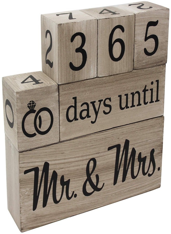 Pulse Brands Wedding Countdown Calendar Wooden Blocks - Engagement Gifts - Bride to Be - Bridal Shower Gifts - Bride Gifts - Engagement Gifts for Couples - Engaged - Rustic Finish with Black Numbers - Image 1
