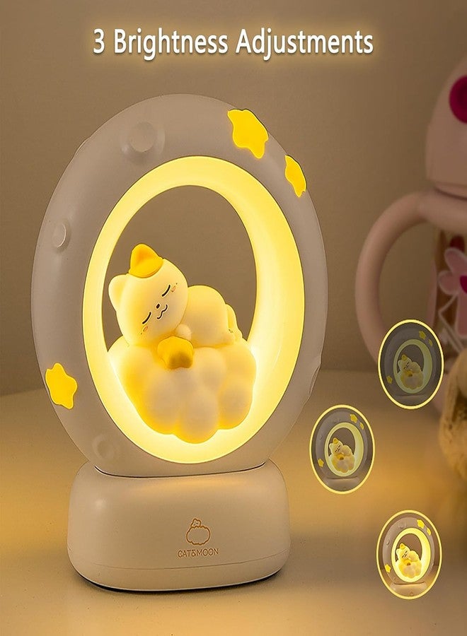 Kresal مصباح ليلي LED على شكل قطة وقمر من Kresal، مصباح ليلي بثلاثة أوضاع إضاءة قابلة للتحكم باللمس للمنزل، غرفة النوم، غرفة المعيشة، ديكور الحفلات (قطعة واحدة) - Image 4