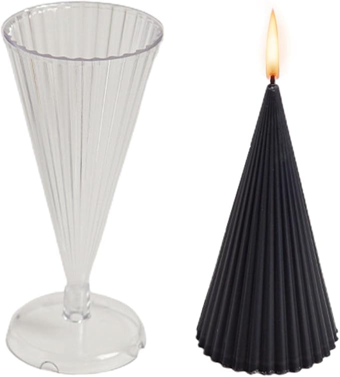 iKalaa Cone Striped Candle Mold for Candle Making Polycarbonate Wedding Candle Mold Candle Molds Handmade Soap Mould - Image 1