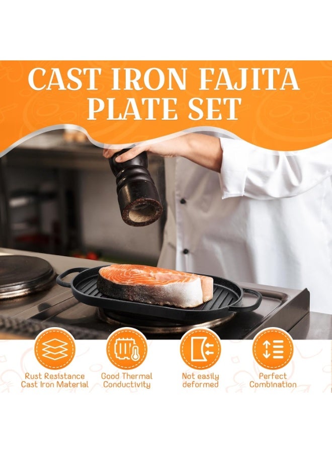 مقلاة شواء مستطيلة من الحديد الزهر مع طلاء مانع للالتصاق، لون اسود، طبق شواء لشرائح اللحم - Image 4