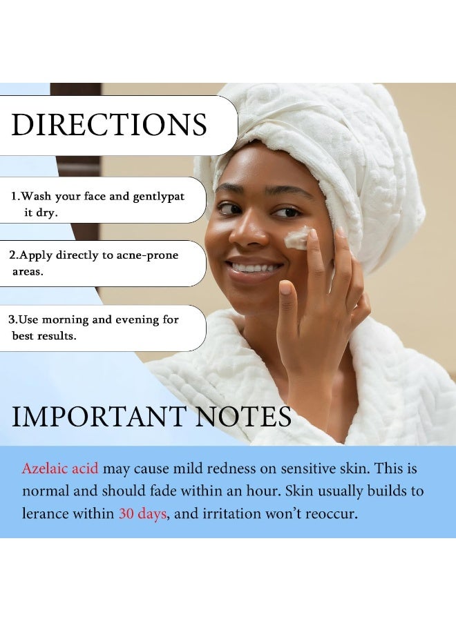 EELHOE 14% Azelaic Acid Acne Cream for Face,Advanced Azelaic Acid Serum,Redness Relief for Face, Redness Reducing Skin Care,Blackheads,Blemishes，Uneven Tone,30g - Image 4