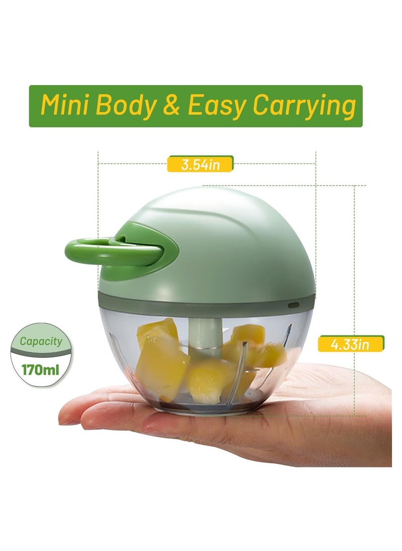 Y&D - Multi-Function Mini Manual Garlic Press, Food Chopper Pull String with Stainless Steel Blades, Choppe, for Vegetables, Onions, Tomato, Meat (Green) - Image 1