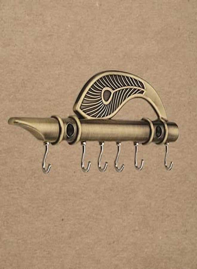 ALCOTT Rajwadi Krishna Antique Copper Wall and Door Mounted Innovative Hook Key Holder (Brass) - Image 1