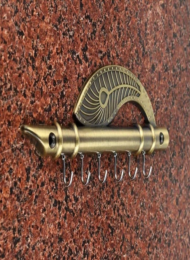 ALCOTT Rajwadi Krishna Antique Copper Wall and Door Mounted Innovative Hook Key Holder (Brass) - Image 3