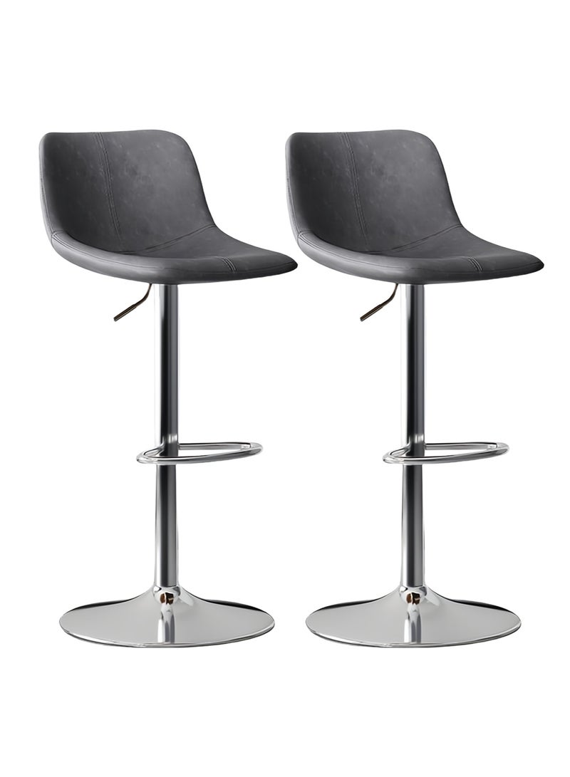 Sharpdo 2 Bar Stools,Leather Bar Chair,Comfortable Adjustable High Bar Chair with 360°Swivel Perfect for Home Kitchen Counter Dining High Footrest Stool - Image 3