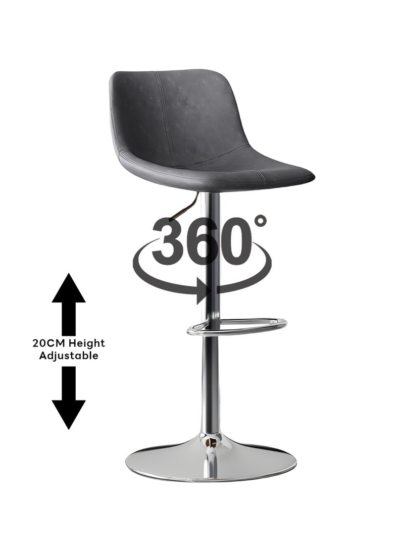 Sharpdo 2 Bar Stools,Leather Bar Chair,Comfortable Adjustable High Bar Chair with 360°Swivel Perfect for Home Kitchen Counter Dining High Footrest Stool - Image 4