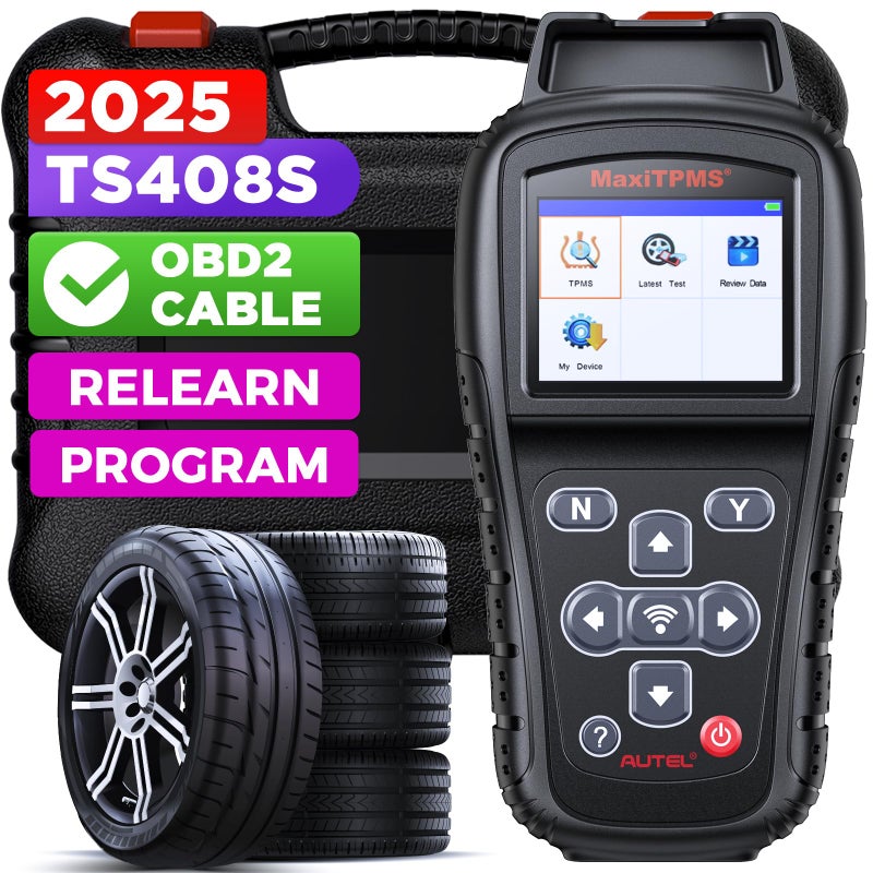 Autel Autel MaxiTPMS TS408S 2025 TPMS Relearn Tool Updated of TS401 TS408 OBD II Programming Scanner OEM Sensor315 433Mhz Relearn Activation Reset Read Clear DTCs Smae as TS501 PRO TS508WIFI TS601