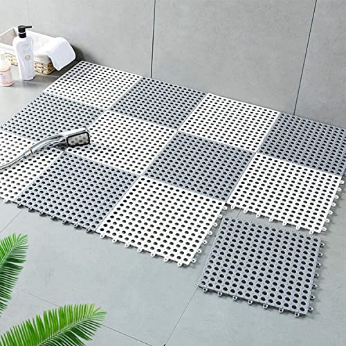 REDMART Interlocking Non-Slip Drainage Tile, 12 x 12 Inch Soft PVC Waterproof Floor Mat for Wet Area, Pool, Kitchen, Bathroom (4) - Image 1