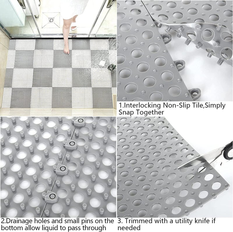 REDMART Interlocking Non-Slip Drainage Tile, 12 x 12 Inch Soft PVC Waterproof Floor Mat for Wet Area, Pool, Kitchen, Bathroom (4) - Image 5