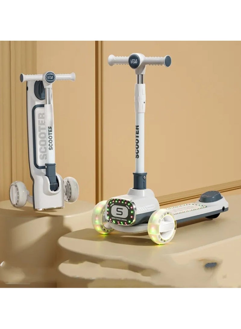 Little Story Kids Scooter w/ Ride On & Push Handle - Grey - Image 4