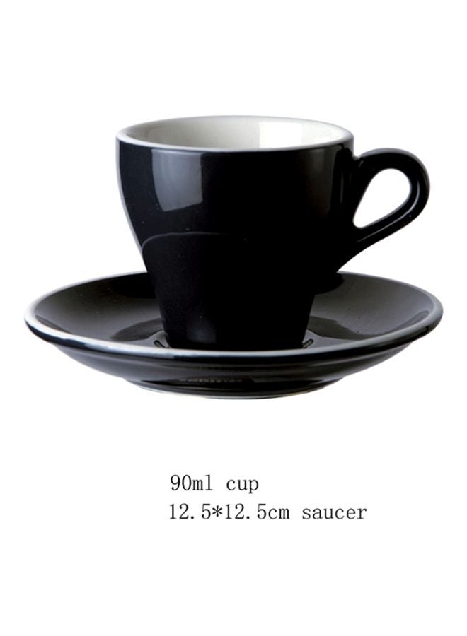 Glazed Coffee Cup And Dish Black 12.5x12.5x10.5cm - Image 3