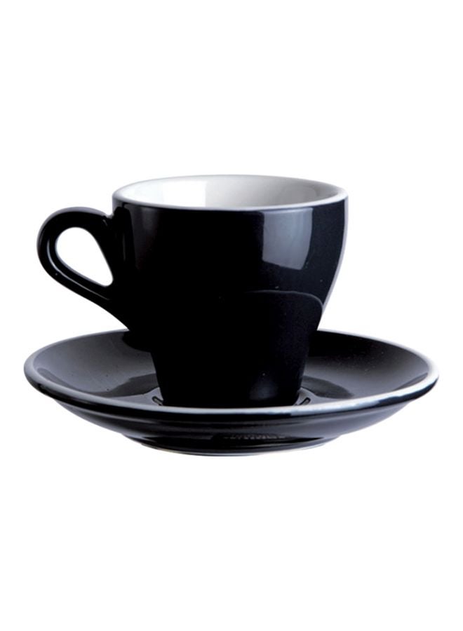 Glazed Coffee Cup And Dish Black 12.5x12.5x10.5cm - Image 1