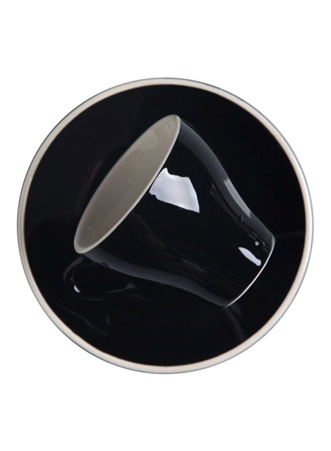 Glazed Coffee Cup And Dish Black 12.5x12.5x10.5cm - Image 2