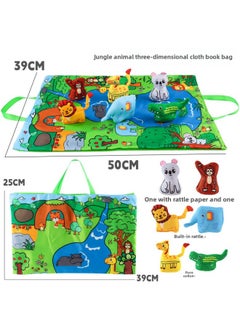 Generic Baby Game Blanket Early Education Two-in-one Three-dimensional Animal Fabric With Sound Paper Bbs Crawling Pad Educational Toys-Color:Jungle Animal Model (6 Animals + Storage Bag)  - Image 1