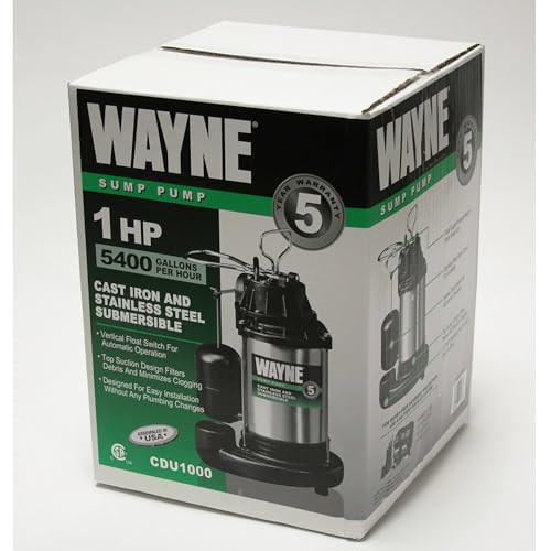 WAYNE - 1 HP Submersible Cast Iron and Stainless Steel Sump Pump with Integrated Vertical Float Switch - 6,100 Gallons Per Hour - Heavy Duty Basement Sump Pump - Image 2