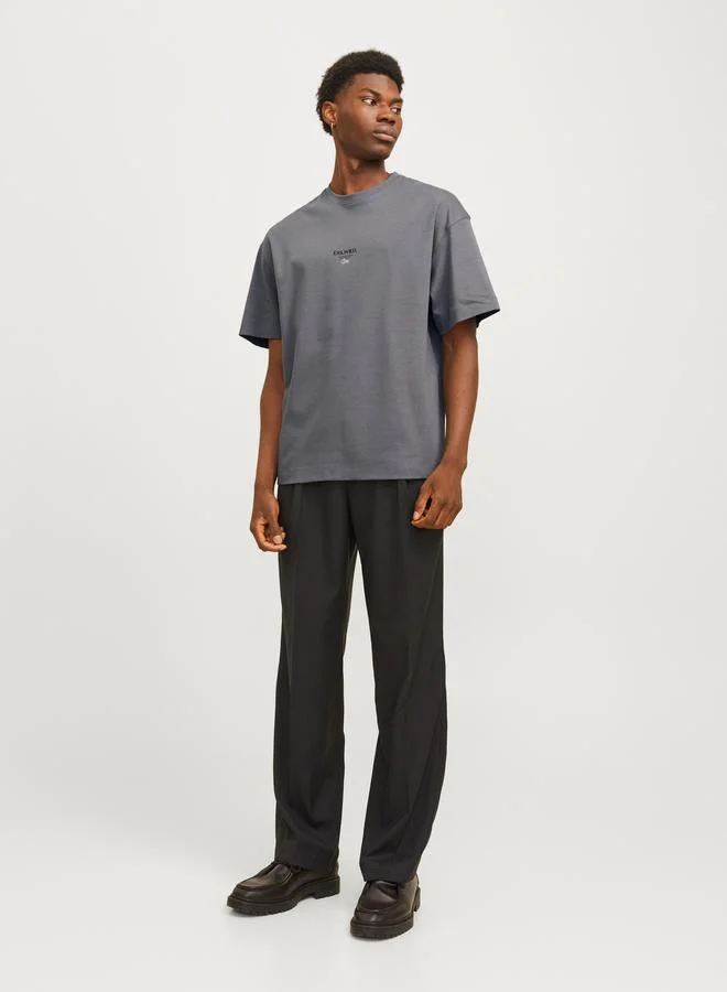 جاك اند جونز Jack & Jones Slogan Print Crew Neck T-Shirt