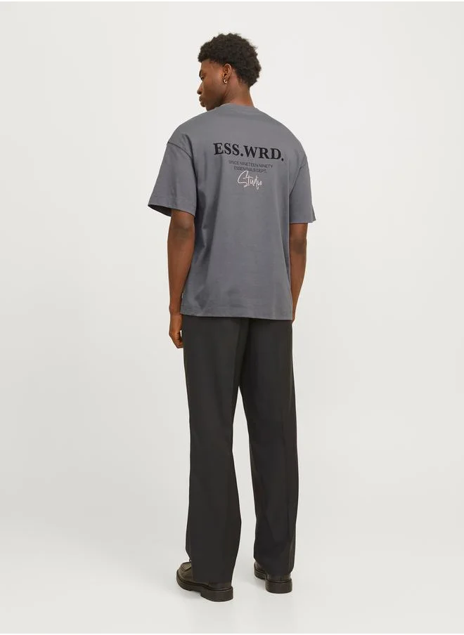 جاك اند جونز Jack & Jones Slogan Print Crew Neck T-Shirt