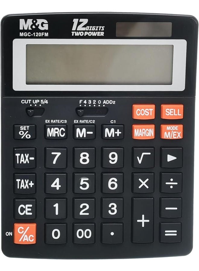 ام اند جي آلة حاسبة مكتبية، وظيفة ضريبية، 12 رقمًا، طاقة مزدوجة، شاشة كبيرة - Image 1