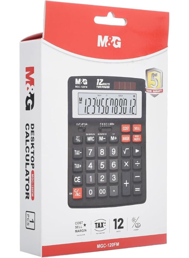 ام اند جي آلة حاسبة مكتبية، وظيفة ضريبية، 12 رقمًا، طاقة مزدوجة، شاشة كبيرة - Image 3