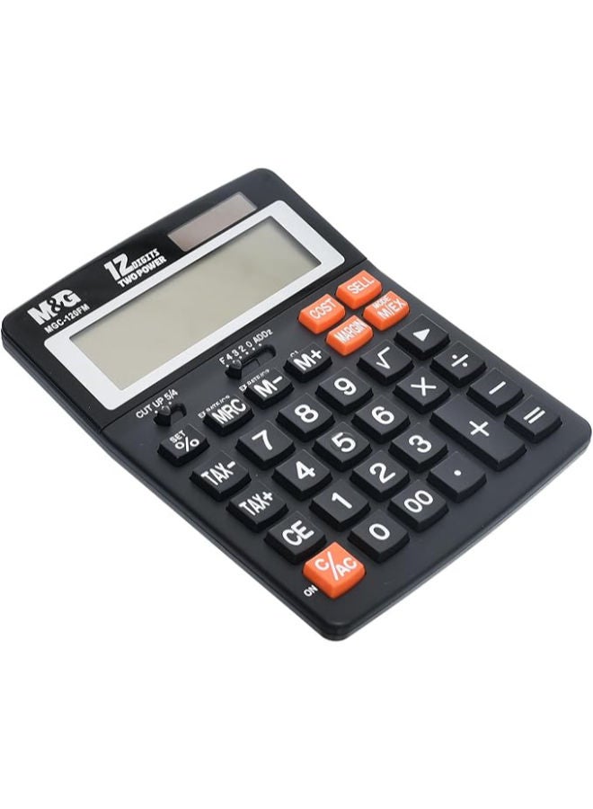 ام اند جي آلة حاسبة مكتبية، وظيفة ضريبية، 12 رقمًا، طاقة مزدوجة، شاشة كبيرة - Image 2