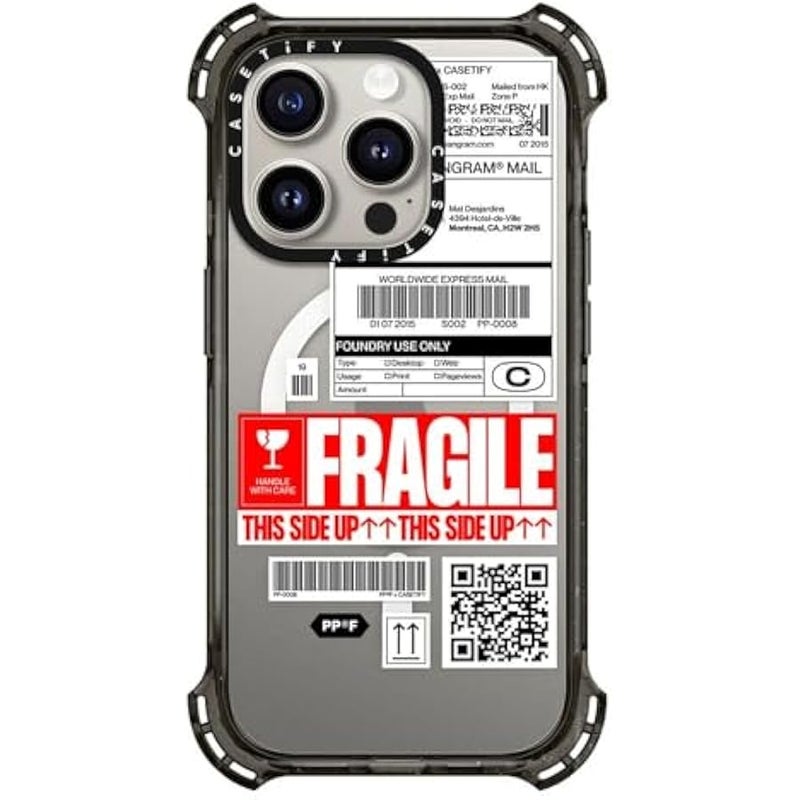 Casetify Bounce iPhone 15 Pro Case 【6X Military Grade Drop Tested / 21.3ft Drop Protection/Compatible with Magsafe】 - Stickers Prints - PP-0008 - Clear Black - Image 1