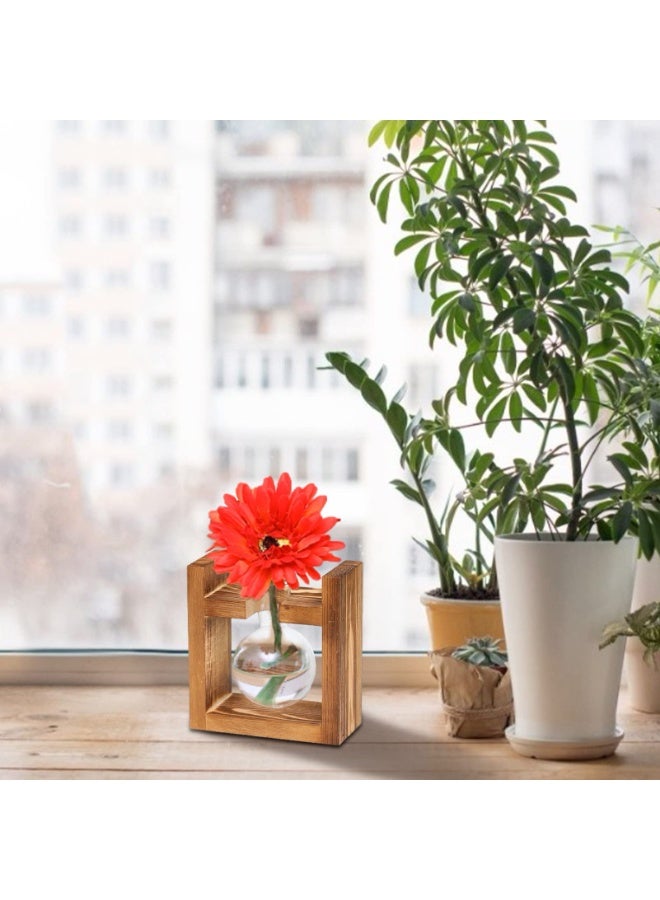Creative Wooden Frame Hydroponic Propagation Station – Handcrafted Glass Flower Vase for Succulent & Plant Growth | Perfect for Indoor Greenery, Floral Arrangements, and Home Décor | Ideal Gift for Plant Lovers  - Image 4