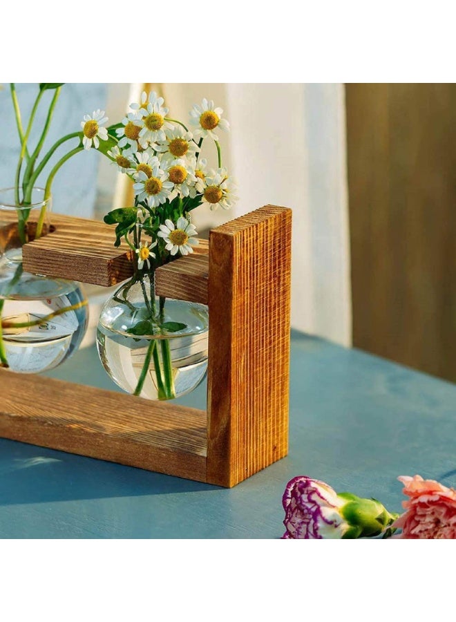 Creative Wooden Frame Hydroponic Propagation Station – Handcrafted Glass Flower Vase for Succulent & Plant Growth | Perfect for Indoor Greenery, Floral Arrangements, and Home Décor | Ideal Gift for Plant Lovers  - Image 5