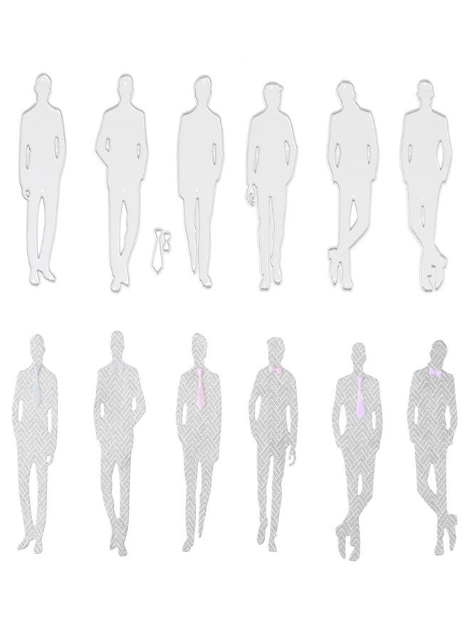 Briartw 6pcs Cool Professional Men Cutting Dies Embossing Dies Stencil Template Mould for DIY Scrapbooking Photo Album Paper Card Making Craft Wedding Party Decoration DIY Gift Father Die-Cuts - Image 1