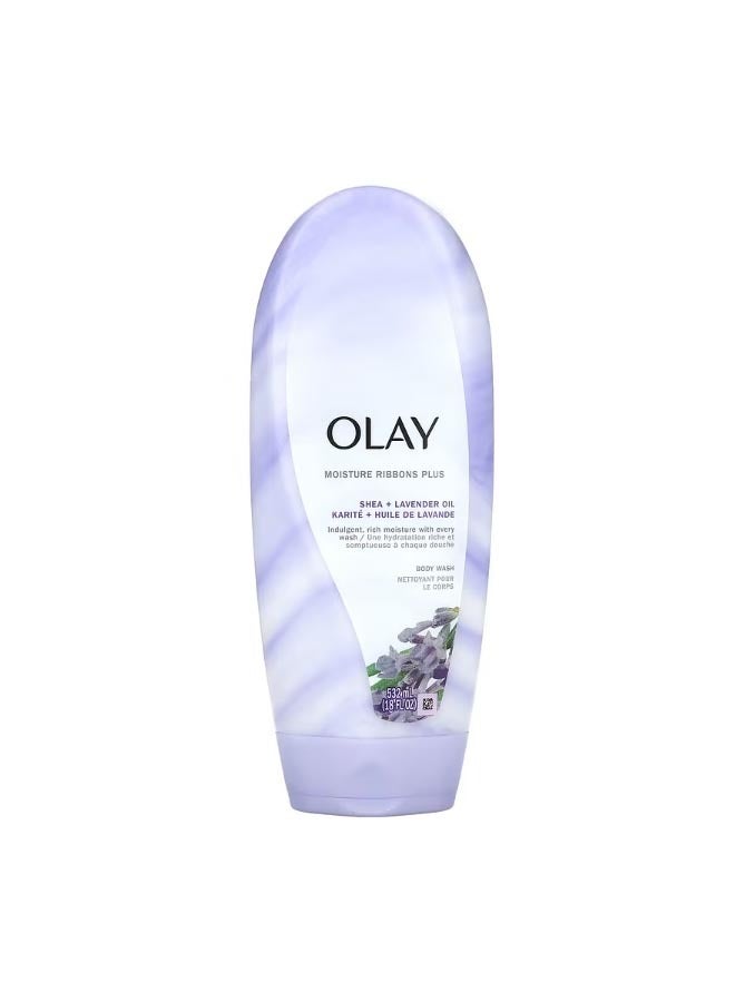 Olay Moisture Ribbons Plus Body Wash Shea  Lavender Oil 18 fl oz 532 ml - Image 1