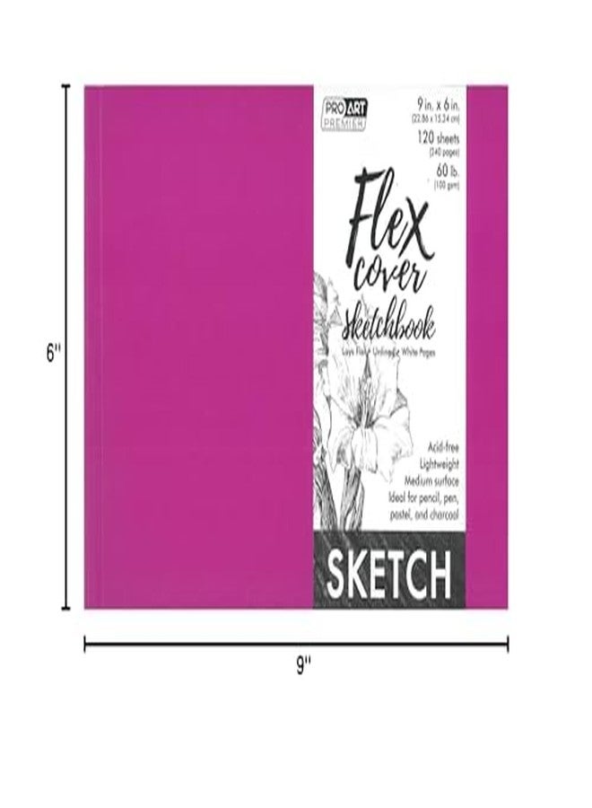 Pro Art Premium Sketch Book 9"x6" 120 Sheets, 60#, Flex Cover, Magenta, Sketch Book, Sketchbook, Pad, Drawing Paper, Art Book, Drawing Paper, Sketchbook for - Image 2