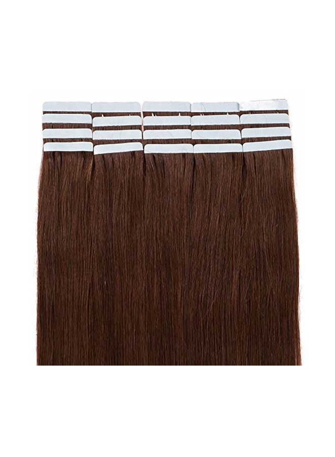 NIBEMINENT 20-Piece Straight Hair Extension Medium Brown 4 16inch - Image 3