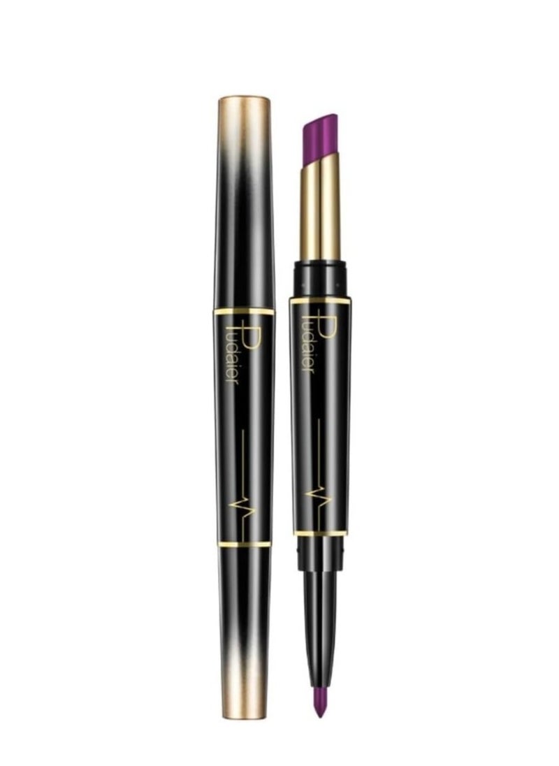 SKY-TOUCH - Double Head Matte Lipstick + Lip Liner Pen Set 2 In 1 One Step Lips Makeup Waterproof Long Lasting Lipstick Durable Nude Velvet Lipstick Pen,One Size 16# - Image 1
