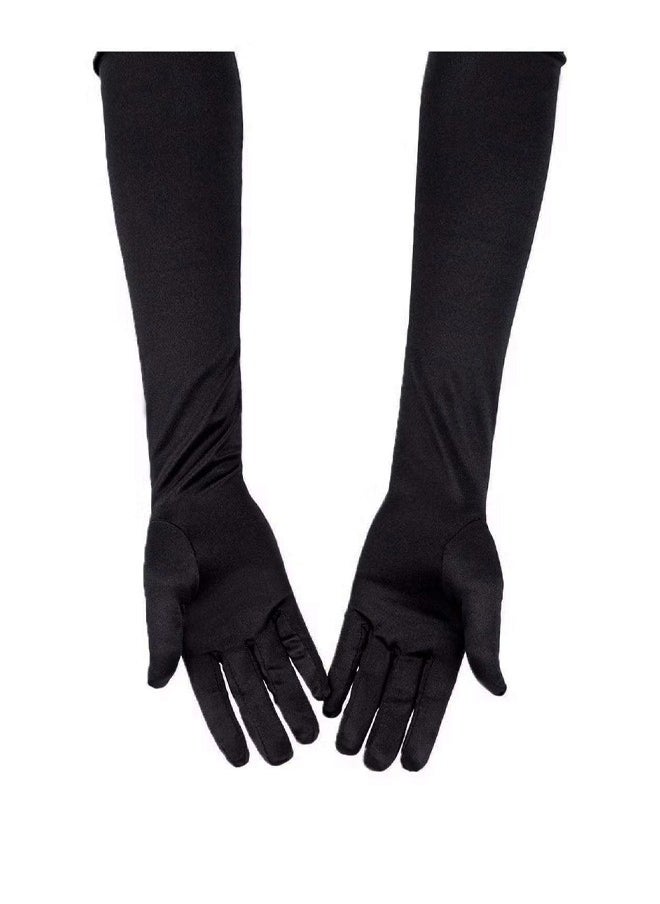 Generic 1 Pair Long Women’s Gloves Elbow Length Flapper Gloves Finger Opera Evening Party Gloves 20s Black Bridal Gloves Wedding Summer Drive Driving Gloves for Women Girls Ladies  - Image 2