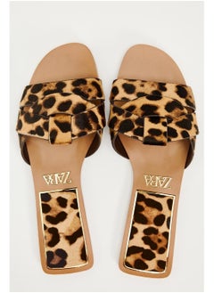 Zara Women Flat Sandals Leopard Print with Cross Straps  - Image 3