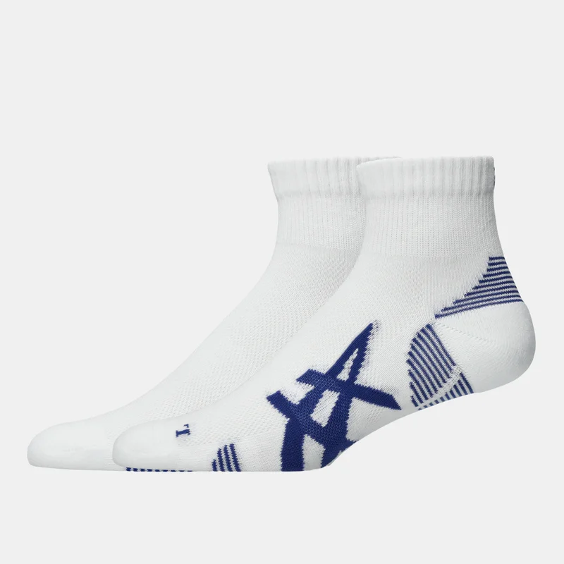 Asics White Cushioned Run Quarter Socks (2 Pairs)  | Best Price UAE