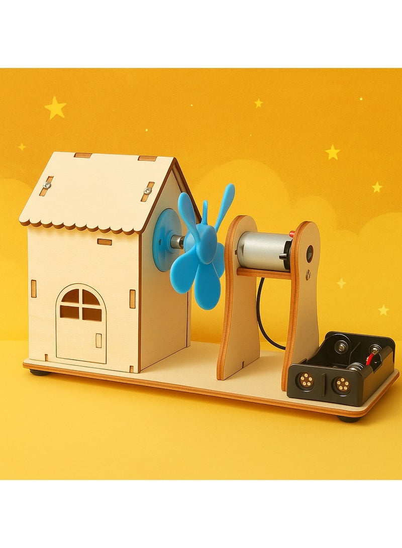 【DIY Science Experiments Model Kit】Wind Power Generation, Physics Experiment Kit Energy Conversion School Educational Set Mini Generator Motors, Wooden Building Kit for Kids Boys Girls Ages 6+  - Image 1