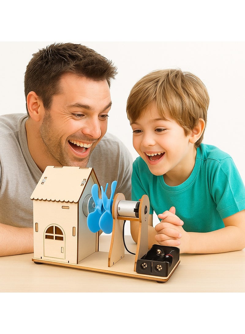 【DIY Science Experiments Model Kit】Wind Power Generation, Physics Experiment Kit Energy Conversion School Educational Set Mini Generator Motors, Wooden Building Kit for Kids Boys Girls Ages 6+  - Image 5