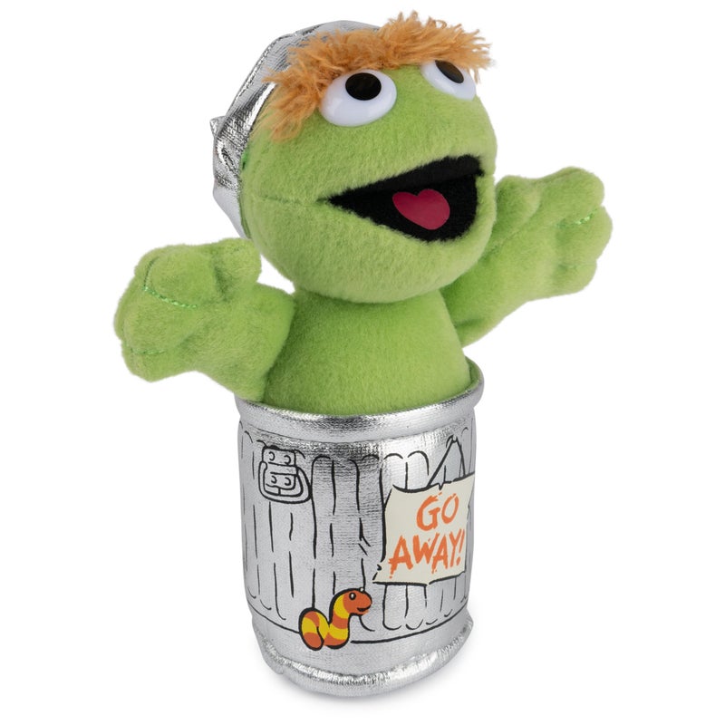 GUND Sesame Street Official Oscar The Grouch Muppet Beanbag, Premium Plush Toy for Ages 1 & Up, Green/Silver, 5â€ - Image 2