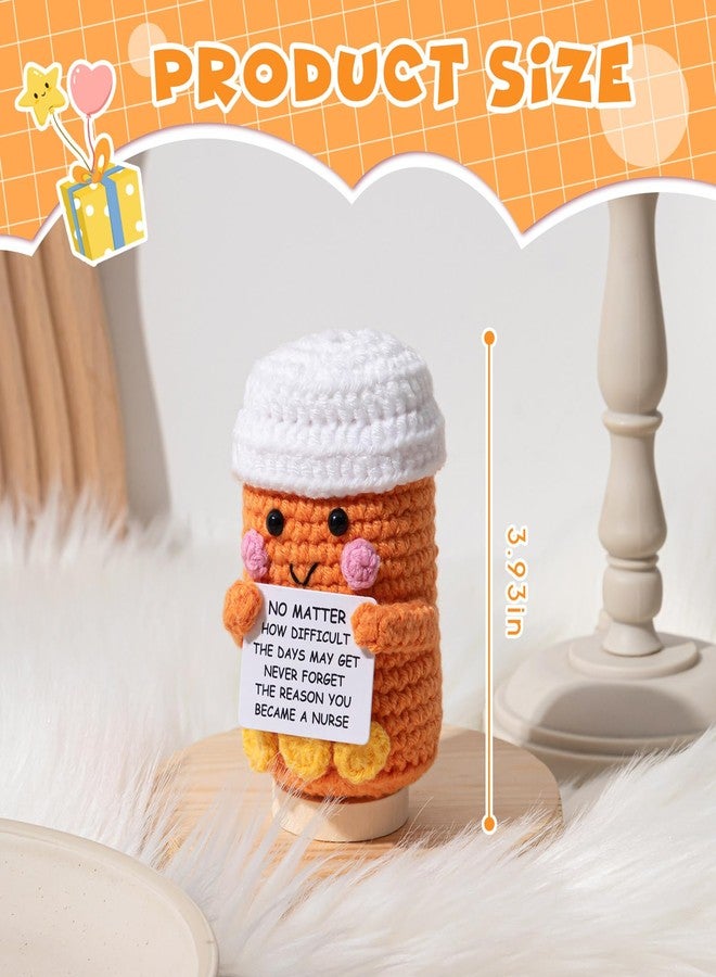 Arrowbash Nurse Gift Pharmacy Week Crochet Pill Doll Pharmacist Gift Thank You Nurse Appreciation Inspirational Card for Women Thanksgiving NP CNA RN LPN Christmas Decor(Medicine Pill Bottle,Orange) - Image 2