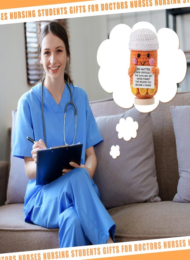 Arrowbash Nurse Gift Pharmacy Week Crochet Pill Doll Pharmacist Gift Thank You Nurse Appreciation Inspirational Card for Women Thanksgiving NP CNA RN LPN Christmas Decor(Medicine Pill Bottle,Orange) - Image 5