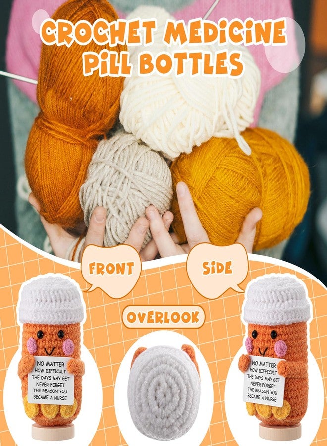 Arrowbash Nurse Gift Pharmacy Week Crochet Pill Doll Pharmacist Gift Thank You Nurse Appreciation Inspirational Card for Women Thanksgiving NP CNA RN LPN Christmas Decor(Medicine Pill Bottle,Orange) - Image 4