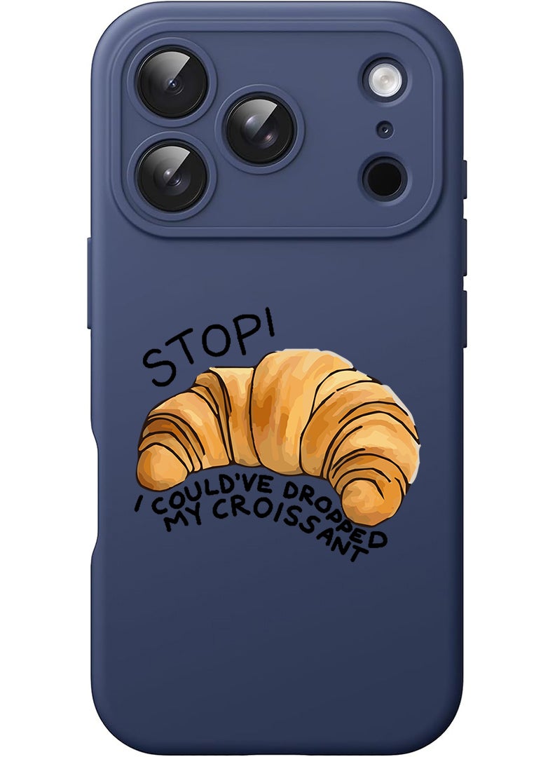 Theodor Protective Slim Fit Case Liquid Silicone Cover with Full Body Protection Anti-Scratch Shockproof Case For Apple iPhone 17 Pro (Blue) Croissant B - Image 1