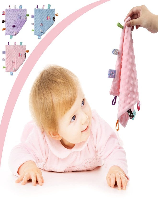 CREVENT Tag Security Blankets for Babies, Soft Small Loveys for Girls, Baby Comforter Sensory Blanket, Great Gifts for Birthday Baby Shower (10"X10" Purple Tag) - Image 5