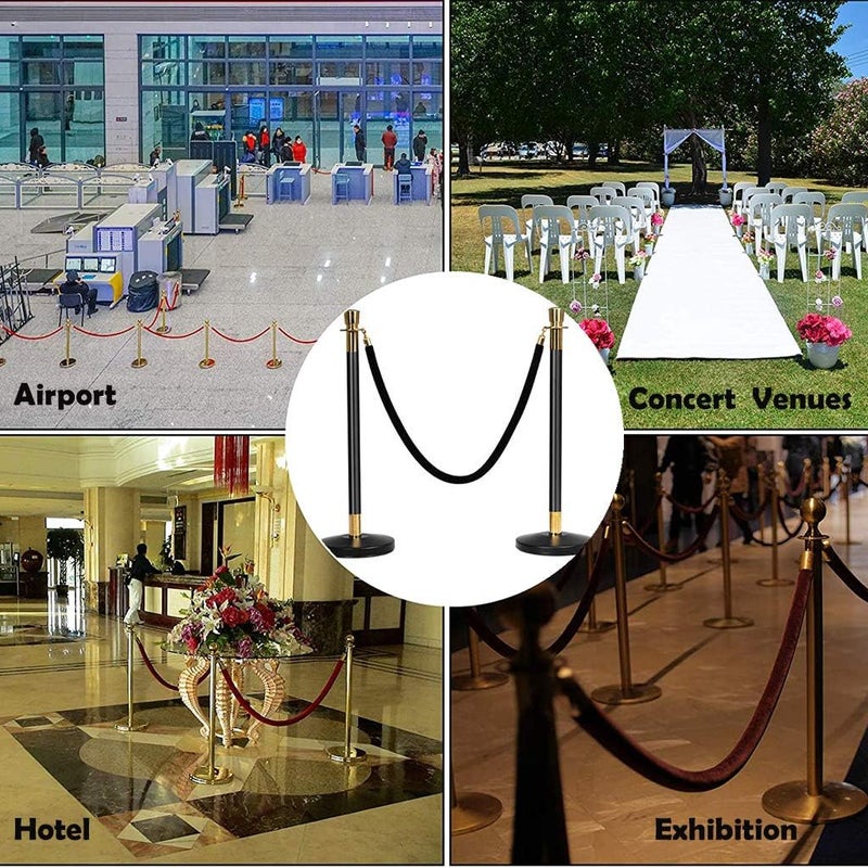 klarako59/78.7/118.1 inches Barrier Rope Crowd Control Stanchion Queue Velvet Rope with Gold Color Plated Hooks klarakoas described+as described, Black 59.0 inch - Image 5