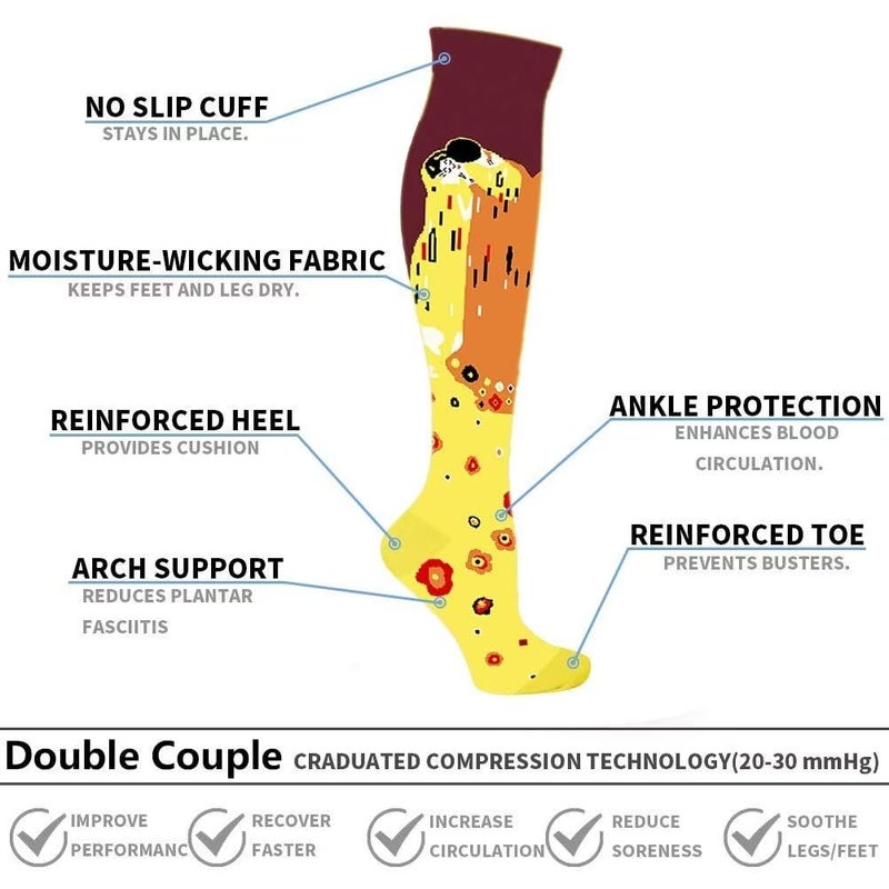 Double Couple 4 Pairs Compression Socks for Men and Women Compression Stockings - Image 4
