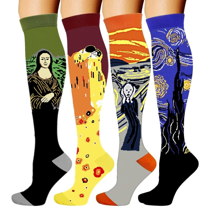 Double Couple 4 Pairs Compression Socks for Men and Women Compression Stockings - Image 1